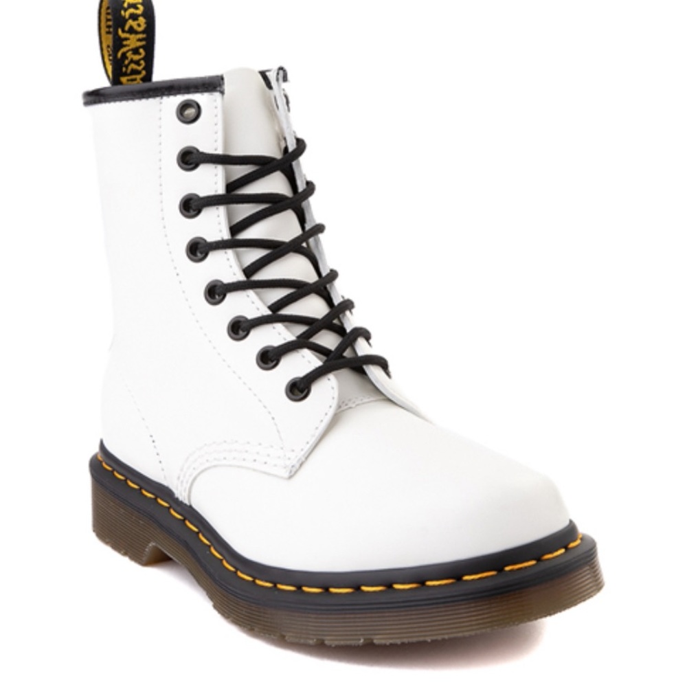 doc martens 1460 white lace up boots